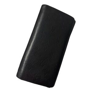Louis Vuitton AUTHENTIC Shadow Monogram Portefeuille Brazza Black Leather Wallet